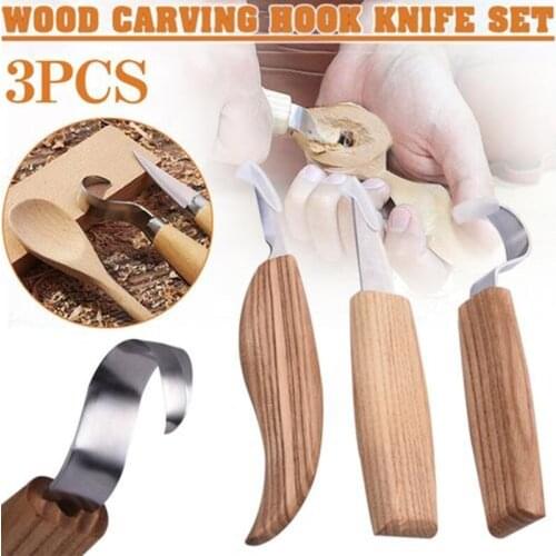 3Pcs Spoon Carving Knives TOP SET Woodcarving Tool Hook Knife Whittling BeaverCraft