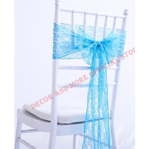 50PCS Polyester Solid Lace Chair Sashes For Outdoor Wedding Party Events Hotel Chair Covers Decor Chair Bows Ties Bands 15x275CM