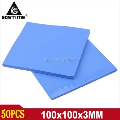 50Pieces Gdstime 100mm x 100mm x 3mm Thermal Pad GPU CPU Heatsink Cooling Conductive Silicone Pads