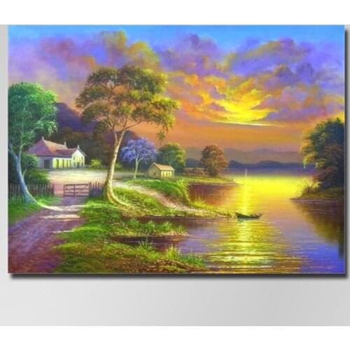 5d Full Drill diamond painting Sunset landscape icons diamond embroidery Home Decoration Cross stitch Not folding canvas Crafts