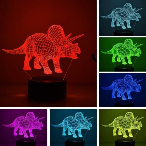 7 Color LED Night Light Animal Light Dinosaur 3D Remote Control Night Light Glows In The Dark Kids Toy Sleep Lighting Decoration
