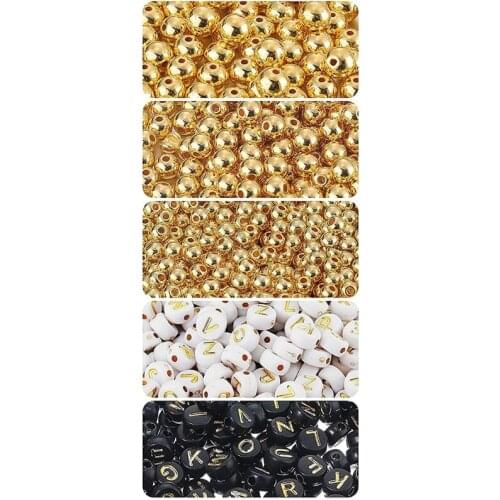 Acrylic Round Alphabet Letter Beads 1600 Pieces Round Beads Set Spacer Beads