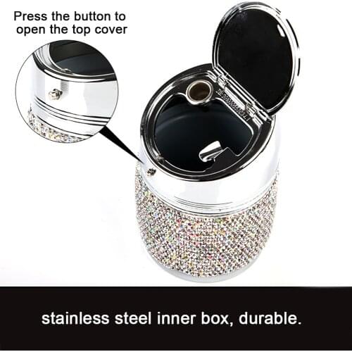 Car Universal Diamond Car Ashtray Multi - Purpose Universal Car Metal Ashtray Car Supplies