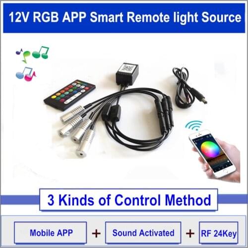 Free Shipping DC12V 2W Led Light Source RGB Mini Illuminator LED Emitter Side Glow Fiber Optic Cable for Car 3mm-10mm Light Hole