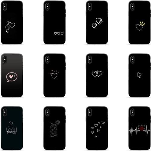 Lack Simple Lines Love Heart Phone Case for iPhone 7 8 11 12 Pro X XS Max XR Samsung A S 10 20 30 50 70 Plus pro funda