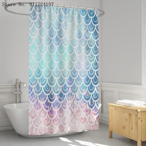 Color Fish Scales Shower Curtains Waterproof Polyester Fabric Shower Curtain Washable Bathroom Decor Curtain Screen With Hooks
