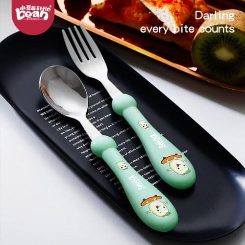 Childrens spoon stainless steel tableware portable baby spoon fork set