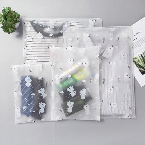 Travel Transparent Clothes Storage Bags Vacuum Bags For Shoes Makeup Underwear Zipper Lock Self Seal Portable Organizer Pouch