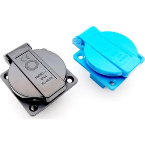 Hot Black/blue Switzerland industry safety outlet 10A 250V IP54 CE round cover waterproof dusrproof power connector socket