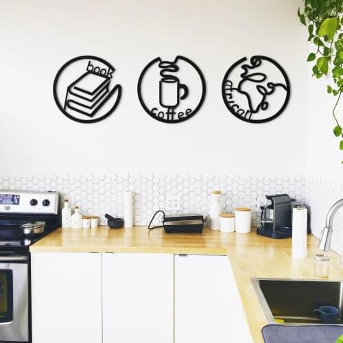 Book, Coffee, African Series Metal Black Decor Wall Art Decorative Turkish Style Large Wall Decor for Bedroom Living Room Office