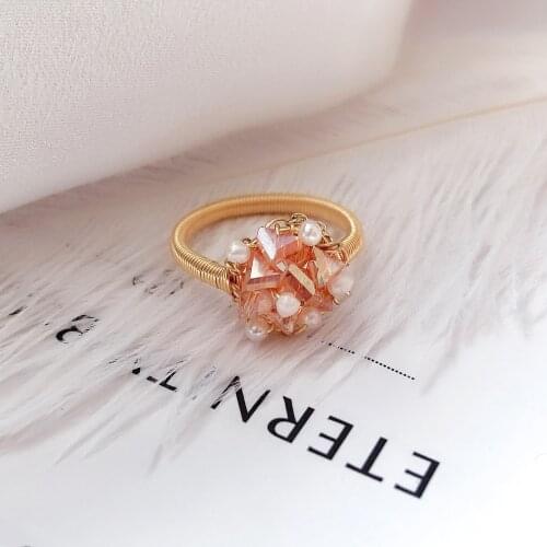 DAIMI Handmade Crystal Flower Ring Japanese Fashion Personality Index Finger Ring Net Red Temperament Light Luxury Jewelry