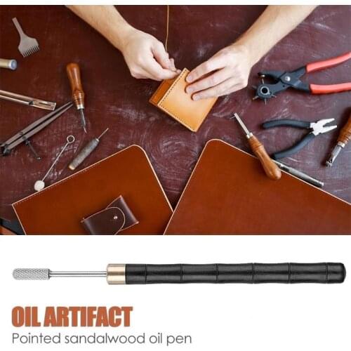 Leather Edge Oil Dye Pen, Stainless Steel Top Edge Dye Roller with Sandalwood Handle Oil Pen Belt Finisher Leather DIY Craft