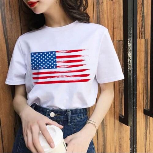 Summer T-shirts 2021 National flag Print 90s Tops T Clothes Graphic Casual Short Sleeve Fashion t shirt women Plus Size XXXL