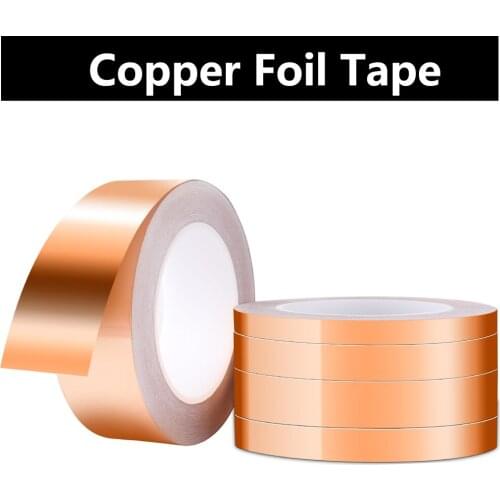 Copper Foil Tape 8mm 20mm Single Side Conductive Copper Tapes Strip Shielding Foil EMI Resist Adhesive Band Heat Thick Solder
