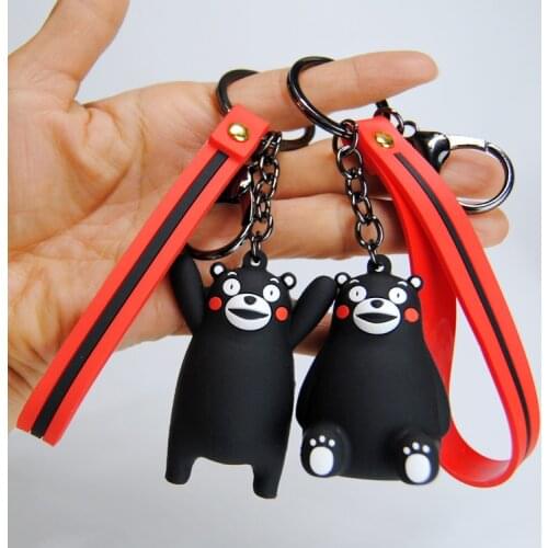 Cute Cartoon Kumamon Bear Animal wristband Keychain Key Chain Women Key Ring Chains Car Bag Charm Kids Toys D217