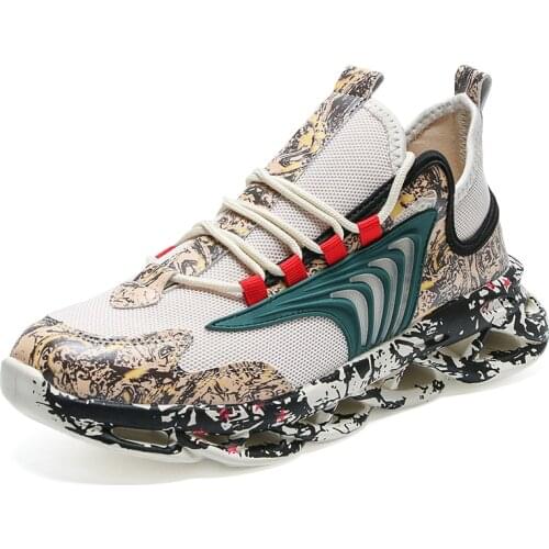 Men Casual Shoes Autumn Platform Fashion Graffiti Shoes Lace-Up Breathable Light Running Plus Size Tenis Shoes Zapatillas Hombre