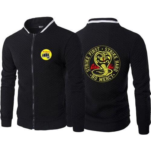 New Cobra Kai No Mercy 2021 Hoodies Sweatshirts Autumn Patchwork Hoody Fleece Tracksuit Male Hooded Zipper Sportswear