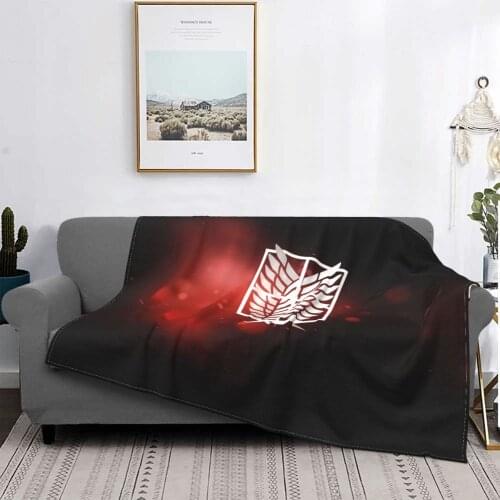 Attack On Titan Blankets Fleece Winter Portable Throw Blankets Anime AOT Bedspreads for Sofa Car