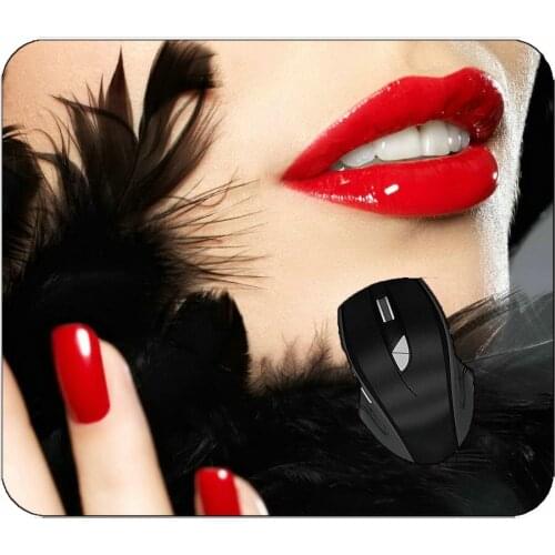 Office Mouse Pad Female Lips Red Lips Feathers Non-Slip Rubber Mousepad