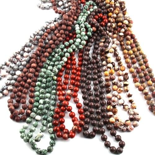 Wholesale 30pc Fashion Natural Semi Precious Stones Beads long Knotted Statement Necklaces