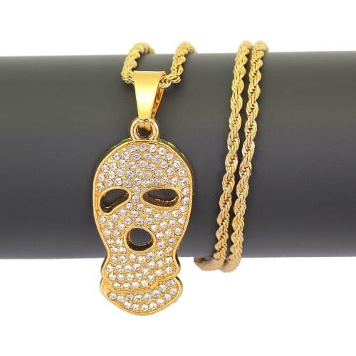 60cm twist stainless steel chain necklace skull ghost pendant men hip-hop necklace jewelry halloween gift