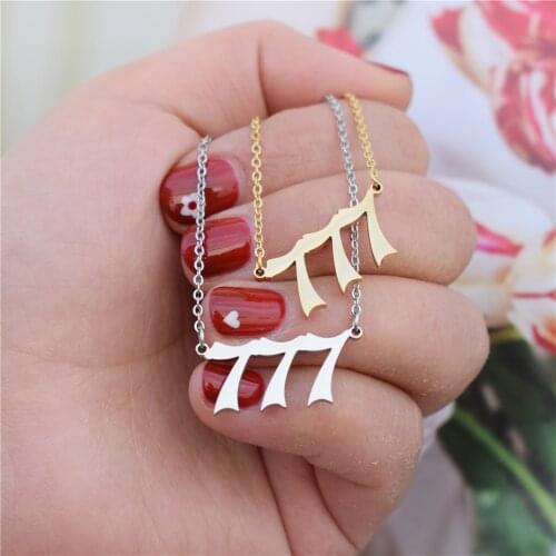 Gothic Angel Number 777 Necklace For Women For Girl Stainless Steel Jewelry 111-999 Number Necklace Birthday Gift BFF