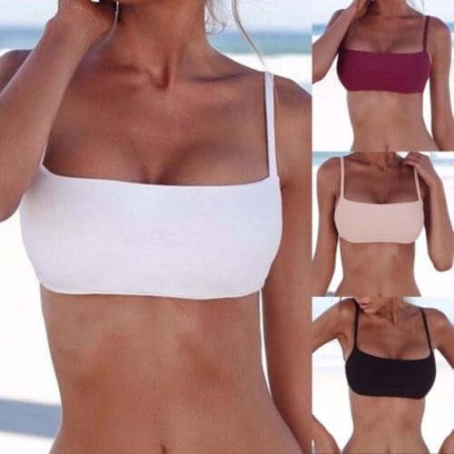 Sexy Women Bandeau Bikini Tops Summer Solid Beach Slim Bras Underwear Bathing