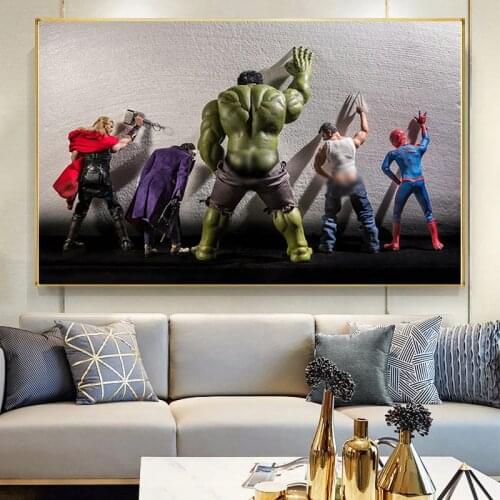 Marvel Poster and Prirnts Superhero Funny Pee Canvas Painting Avengers Prints Hulk Wall Art Pictures Home Decoration Kids Room