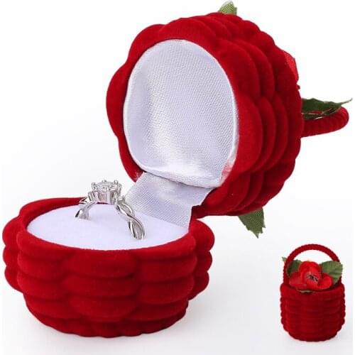 Lovely Red Velet Rose Basket Wedding Diamond Rings Jewelry Display Box For Women Earrings Necklace Jewellery Holder 21 Styles