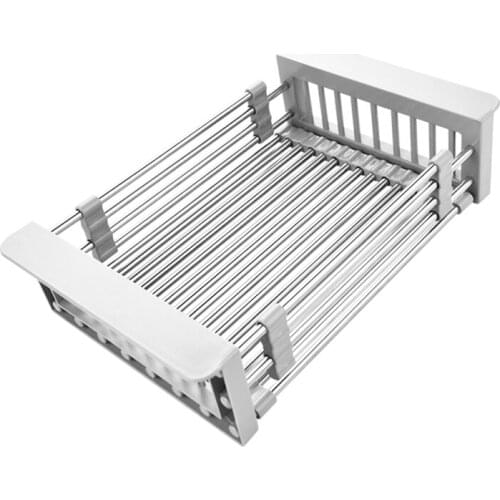 Adjustable telescopic stainless steel kitchen with sink vegetable rack drying rack plug-in storage rack fruit and vegetable tray