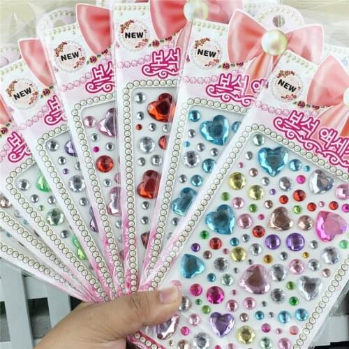 Choose color 5 sheet/bag Heart-shaped starry sky Individual particles acrylic rhinestone self-adhesive Childrens toys stickers