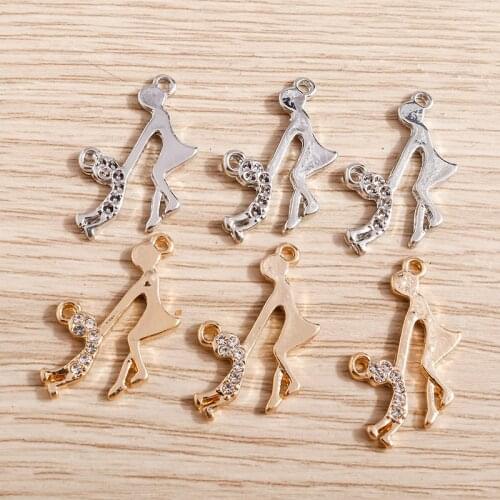 20pcs/lot 16*26mm Trendy Crystal Mom Charms Connector for Jewelry Findings Necklaces Pendants Bracelets Accessories DIY Making