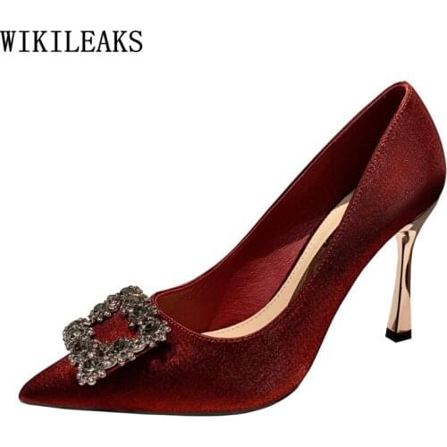 Crystal Wedding Shoes for Women Bride Pumps Women Shoes Black Heels Shoes for Women 2021 High Heels Office 2021 Zapatillas Mujer