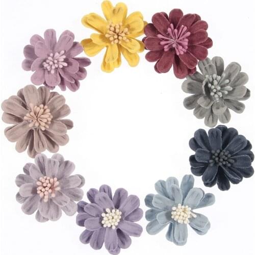 Yundfly 20pcs Vintage Solid Fabric Flowers Bud Baby Wreath Flower Girls Garland Headband Floral DIY Chidlren Hair Accessories