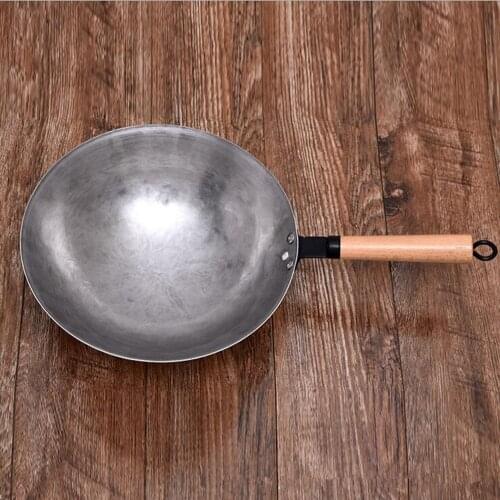 Pure Chinese style Iron Wok Traditional Handmade Iron Wok Non-stick Pan Non-coating Gas Cooker Cookware High Quality