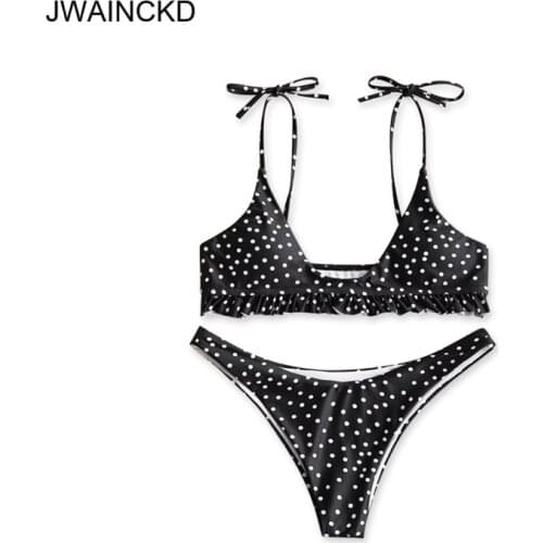 Women Sexy Dot Printed Bikini Set Push-Up Padded Bow Swimwears Swimsuit Beachwear Sexy Womens Swimsuits Bather Swimwear Biquini