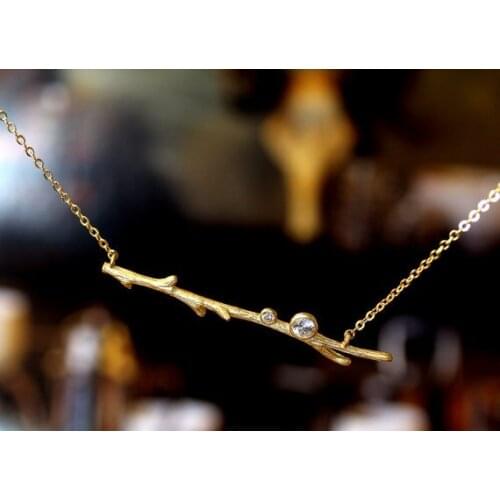 Twig Tree Branch Charm Necklace Women Forest Theme Jewelry Crystal Pendant choker necklace