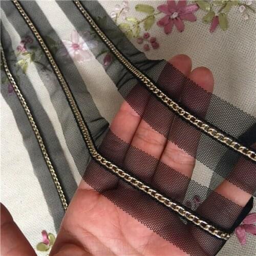 10yds/lot width 3CM ) Free Shipping Vintage Black Mesh Embroidery Lace Trim with Chain Trimming For Sewing-Time