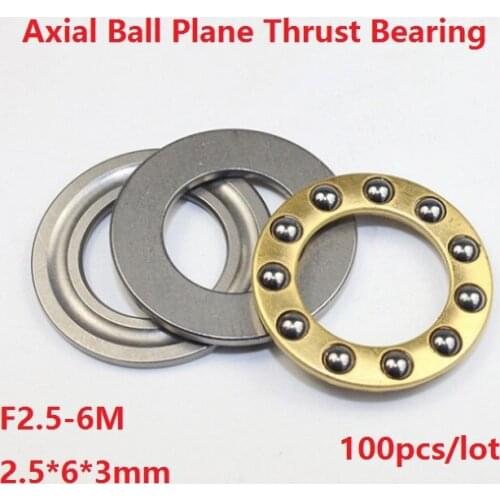 100pcs/lot F2.5-6M 2.5×6×3mm High Quality Axial Ball Plane Thrust Bearing miniature bearing steel 2.5*6*3mm