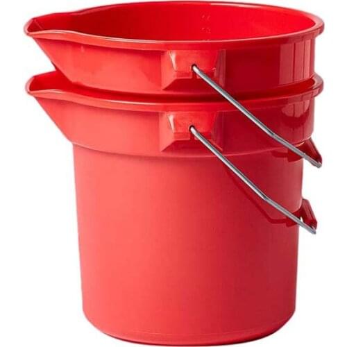 2-Pack 9.5L Plastic Cleaning Bucket Red Grey