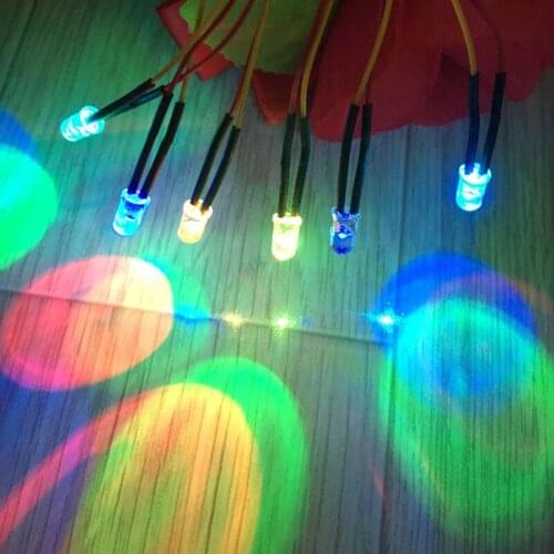 20pcs DIY toy accessories/5mm colorful LED wire length 20cm/rc car accessories/Educational Toys technology model parts baby toys
