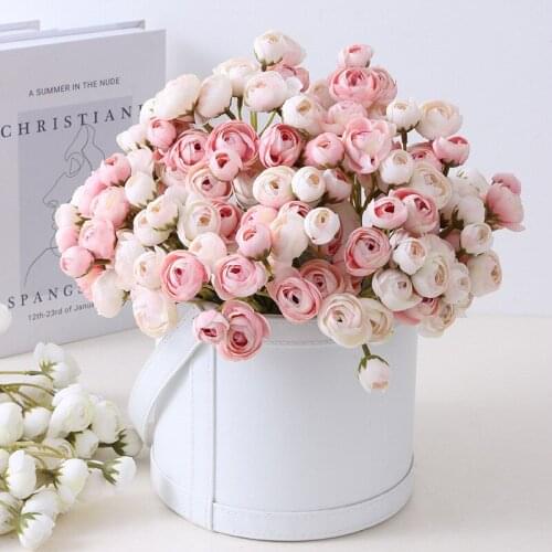 2021 Artificial Rose Flowers Wedding Roses Home Garden Decoration Bridal Hand Bouquet Fake Flowers For Living Room Fall Decor