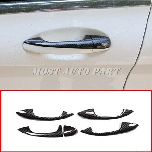 Carbon Fiber Look Exterior Car Door Handle Cover Trim For Mercedes Benz C Class W205 GLC Class X253 E Class W213 2016-2020 5pcs