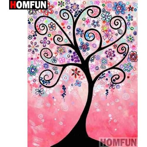 HOMFUN Full Square/Round Drill 5D DIY Diamond Painting "Color tree" 3D Diamond Embroidery Cross Stitch Home Decor A19429