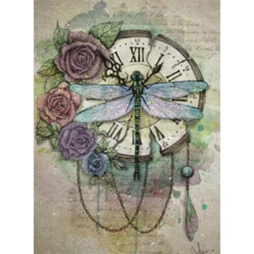 5D Diy Diamond Painting By Number Full Square"dragonfly/flower/clock"pattern Text Diamond Embroidery Rhinestone Mosaic Landscape