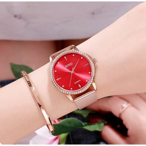 BINZI Women Watch Female Waterproof Luxury Stainless Steel Strap Wristwatch For Women Rose Clock Stylish Quartz Ladies Watch