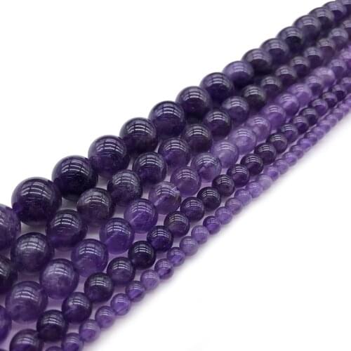 AAA+ 100% Natural Stone Purple Amethysts Crystal Beads For Jewelry Making DIY Bracelet Necklace 4/ 6/8/10/12mm Strand 15
