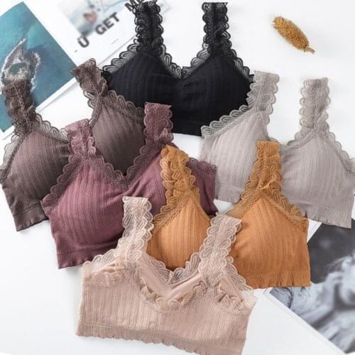 Women Lace Padded Sports Bras Sexy Tube Top Comfortable Active Bras Female Lingeries Crop Top Underwear