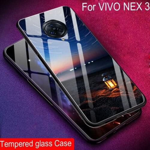 Tempered Glass Case For VIVO NEX 3 Silicone soft Back Cover For VIVO NEX3 Starry Pattern Phone Cases For VIVO NEX 3