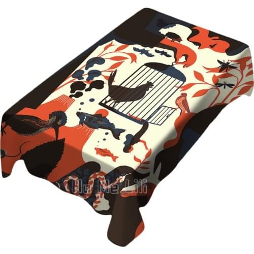 Color Birds Insects Animals Imaginary Illustrations Creative Tablecloth Indoor And Outdoor Art